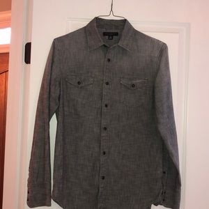 Men’s grey chambray snap button down